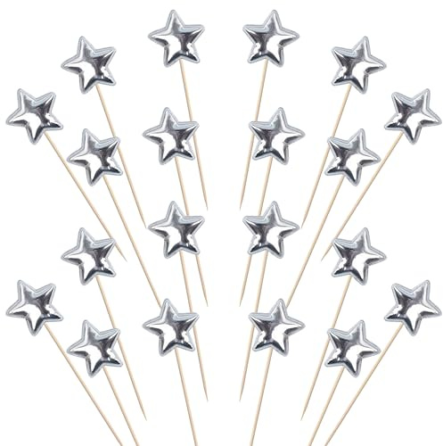 SYKYCTCY 30 Pack Star Cupcake Toppers Twinkle Little Star DIY Cupcake Picks Happy Birthday Wedding Engagement Baby Shower Cake Decorations Party Supplies