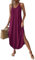 Chicrise Maxi Robe Femme Bretelles Spaghetti Col V Robe De Chambre Longue Robe Chemise sans Manches Violet 3X Grand 56-60