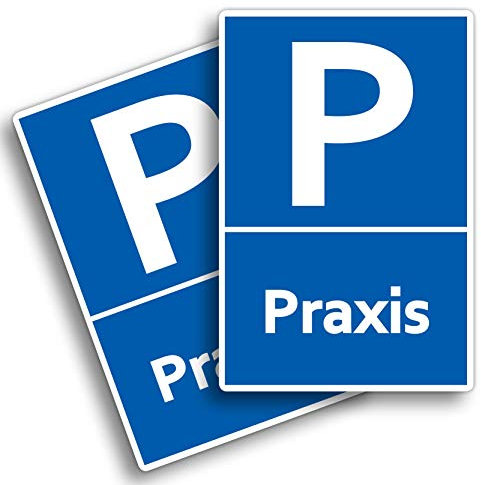 2 stycken XXL Praxis parkeringsplatsskylt 30 x 40 cm skylt av stabil PVC hårdskumplatta 5 mm med UV-skydd från STROBO