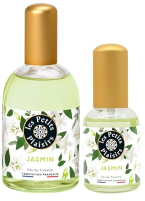 Lote Eau de Toilette Jazmín, 110ml y 30ml, perfume mujer floral, solar y elegante, cofre regalo, Fabricado en Francia