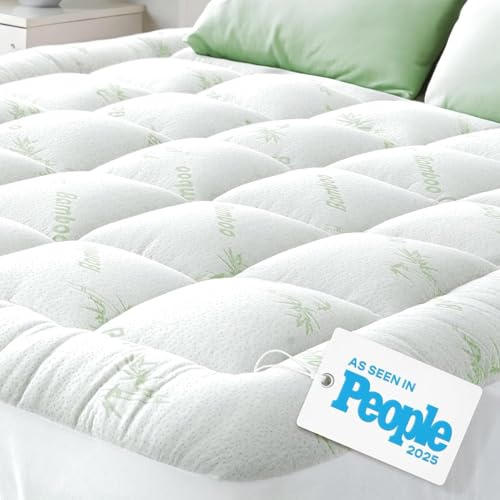 Mattress Topper Cloud-Like Comfort - Ultra-Soft, Breathable, and Cooling Bamboo Viscose Protection - 120x190cm, Deep Fit