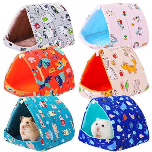 Ripeng 6 Pcs Guinea Pig Hideout Guinea Pig Bed House Rabbit Tunnel Washable Small House Cage Accessories for Hedgehog Mouse Chinchillas Hamster Ferrets Bearded Rats(7.9inch Ocean Park)