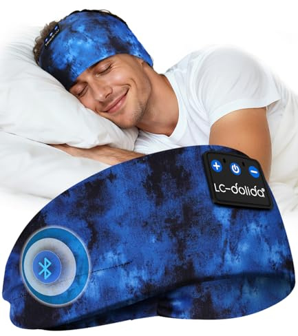 LC-dolida Schlafkopfhörer Bluetooth Sport-Kopfhörer Stirnband, Kabellos Schlafen Kopfhörer 15+ Stunden Lange Spielzeit Leichte Schlafstirnband mit HiFi-Stereo,Ergonomisch Tech Gadgets
