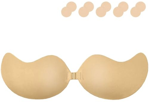Yutdeng Soutien Gorge Adhesif Push Up Dos Nu Invisible Soutiens-Gorge Push-Up sans Bretelles Autocollants Respirant Réutilisable Soutien-Gorge Auto-Adhésifs avec Cache-Téton Robe de Soirée et Mariage