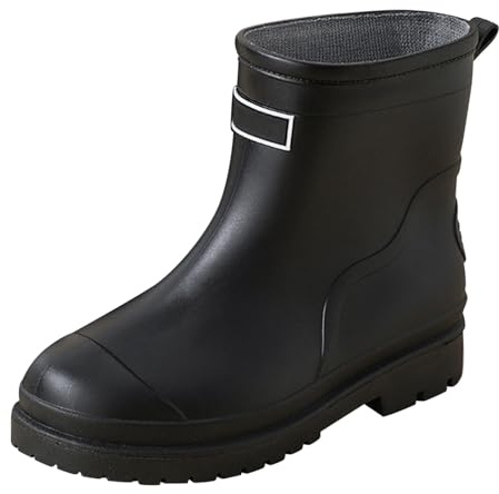 Trädgård ankelstövlar gummi dam, gummistövlar dam korta slip-on stövlar, vattentäta regnstövlar halkfria lediga gummistövlar slip-on bekväma regnskor lätta vattenskor utomhusskor