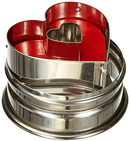 Städter 966353 Ausstecher mit Auswerfer Herz, Edelstahl, Durchmesser 4,8 cm, Silber/rot, 4,8 x 4,8 x 4,8 cm