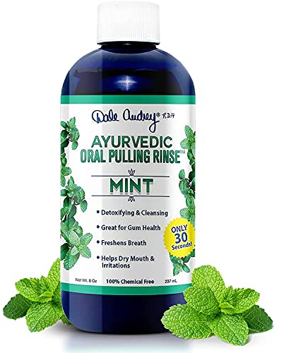 Dale Audrey Ayurvedico risciacquo orale tirare, la menta, il neem con, mirra, chiodi di garofano olio di origano e - 8 once (1,5 mesi-1 cucchiaino)
