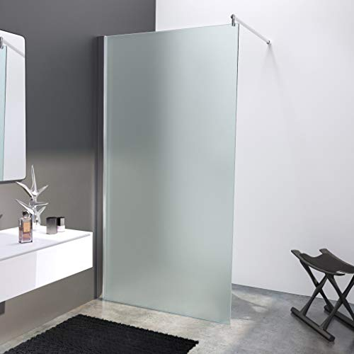 BIJON Duschwand Glas 80 x 200 cm Satiniertes Glas Duschabtrennung Glas 8 mm ESG Duschtrennwand, Duschglaswand, Glaswand-Dusche Walk-in Dusche, Glastrennwand, Nano - Lotuseffekt, M3