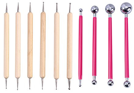 healifty 10 pieza metal Stylus Ball Modelaje para herramientas Kit (Rosa)