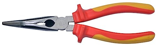 SW-Stahl 41910L VDE Spitzzange gebogen 200 mm I 1000V Spitzzange Feinmechanik I nach DIN EN/IEC 60900 Elektriker Spitzzange I Spitze Telefonzange mit 2 Komponenten Griff