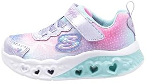 Skechers Girl's Flutter Heart Lights Simply Love Sneakers, Lavender Synthetic/Mesh, 10 UK Child