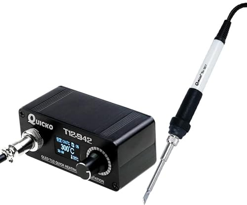 QUICKO DC24V T12-942 Soldering Iron Digital Soldering Station Adjustable temperature Autosleep/Auto power-off/one-key boost Comes with soldering tip (SET1)