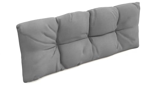 POKAR Euro Pallet Pillow Water-Resistant - 1x Back Cushion 120x40cm, Cold Foam, Removable Covers, Home and Garden Furniture, for Summer House Sofa, without Pallets, Grey