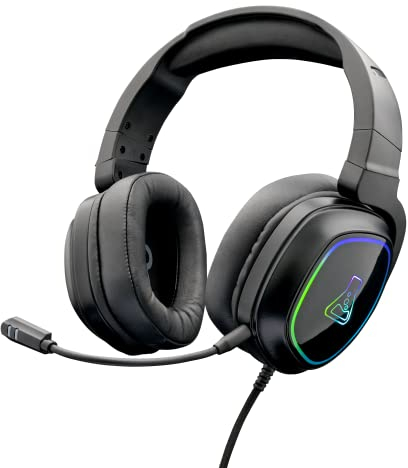 The G-Lab Korp Radium Auriculares Gaming, Auriculares Gamer con Micrófono Desmontable, Auriculares Gaming con Luz LED, Auriculares para Juegos Stereo Bass 3.5mm,Compatible con PS4/PS5/Xbox/Switch/PC