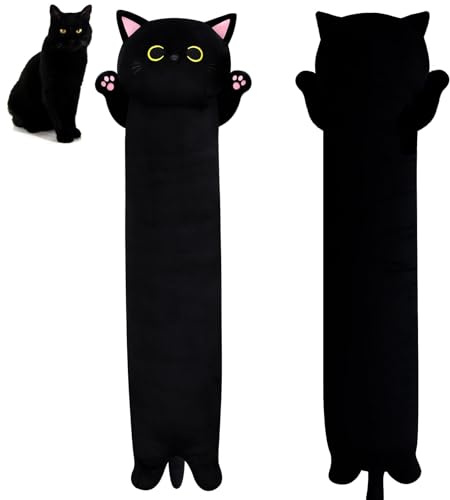 MUFEIRUO Long Cat Plush Long Cat Body Pillow, 31 Kawaii Cartoon Cat Stuffed Animals Soft Cat Plushie, Cute Black Cat Plush Pillow Cuddle Pillow Stuffed Cat Toys for Kids Birthday