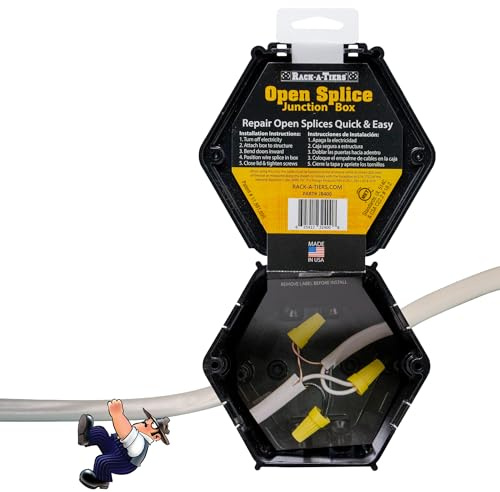 Rack-A-Tiers Open Splice Junction Box (Single) (UL Listed) Repair Open Splices, 5 Second Installation, Electrical Junction Box (JB400)