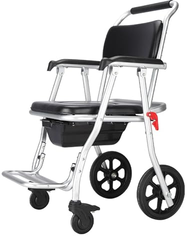 Ddasam Duschrollstuhl, toilettenstuhl fahrbar, wasserdichter und sturzsicherer Rollstuhl mit Toilette für kranke, Duschstuhl mit Rädern für behinderte Menschen, für Toilette, Bad
