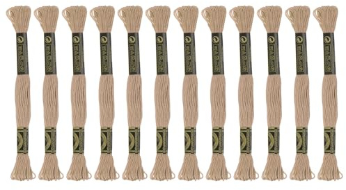 Sourcing karta 12 trådar broderigarn à 8 m av egyptisk långfiberbomull för broderiprojekt, armband, ljusbeige