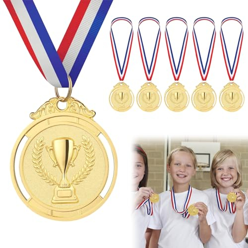 Medaille für Kinder, Gewinner Medaille für Schule, 5 Stück Medaillen Fußball, Pokale Medaillen, Goldmedaillen Metall, Medaillen Kindergeburtstag, Goldmetallmedaille Fussball, Medaillenhalter Fußball