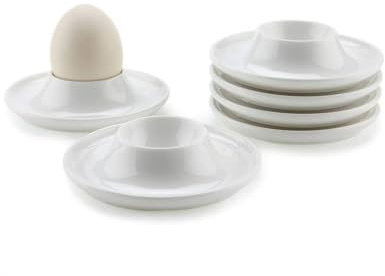 6 Pcs Egg Cups, Plastic Egg Cups, Egg Cup,Egg Holder Set, for Soft Boiled Eggs Breakfast Dinner, Easy to Clean, White