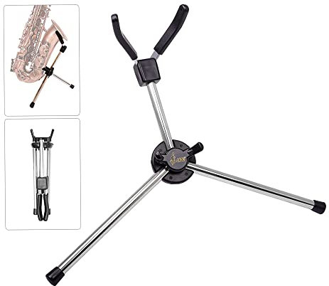 Funien Faltbarer Saxophonständer Tragbarer Alto Sax Metallständerhalter aus Aluminiumlegierung mit Tragetasche