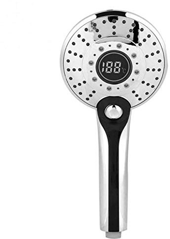 KHYTEBV Cabezal de Ducha de Mano Cabezal de Ducha LED Digital con Controlador de Temperatura de 3 Colores Cabezal de Ducha con luz LED Plateada y 3 Modos de rociado