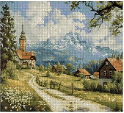 Campagna (7), Paesaggio Cotone Contato Kit Punto Croce 200x200 Punti, 36x36 cm Contato Punto Croce Paesaggio in Campagna Campione Fai da Te Kit Punto Croce a Mano