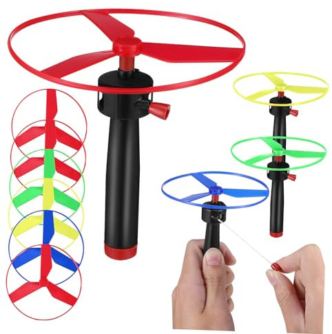 Toyvian Giocattoli Esterni Dischi Volanti UFO con Lanciatore Corda Lanciatore e Dischi Colorati per Gioco Interattivo per Sviluppo Coordinazione e Divertimento all Aperto