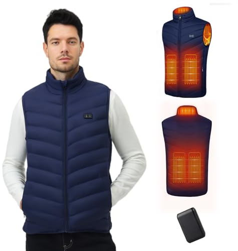 Mincoo Chaleco Calefactable Hombre y Mujer con Batería De 10000 mAh, 3 Temperaturas, 7 Zonas de Calentamiento, Chaqueta Calefactable con Carga USB, para Esquí, Motociclismo, Senderismo y Pesca