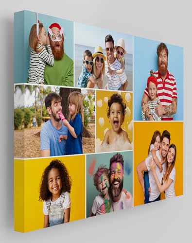 Star Online Personalised Canvas Photo Prints Custom Gallery Framed Family & Pet Birthday Gifts For Men & Home Décor For Living Room (8 Picture Collage)