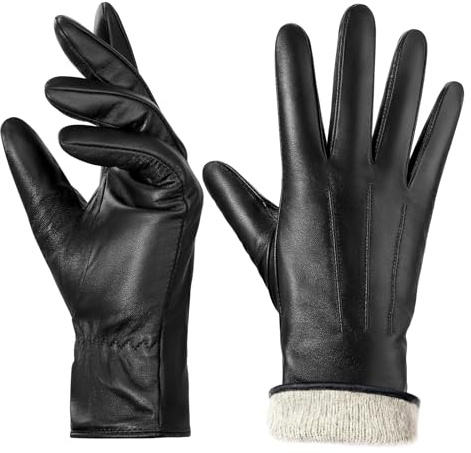 BISON DENIM leder handschuhe damen-Kaschmirverkleidung, Touchscreen und Winterhandschuhe