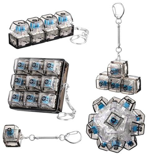 5-Piece Black Fidget Keyboard, Portable Stress Relief Toy for Office & Travel, Mini Keyboard Funny Keyring for Adults and Teens