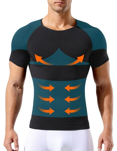 Casey Kevin Kompressionströja för män, formkläder t-shirt för män, magkontroll undertröja, andningsaktiv och snabbtorkande, kroppsformare för fitness, sport och vardag