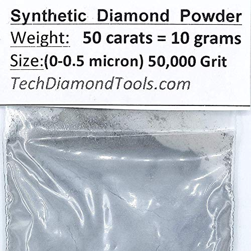 TechDiamondTools Diamond Powder for Polishing Glass Quartz Marble Rock Jewelry Stone Windshield Travertine Gemstone 50,000 Grit - 0-0.5 Microns - 50 Carats = 10 Grams USA Made