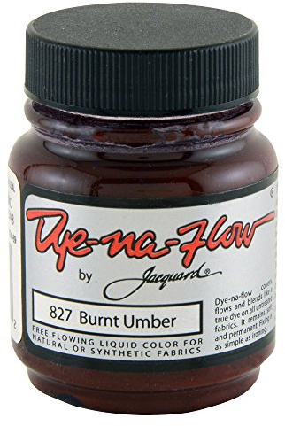 Jacquard Dye-Na-Flow Liquid Acrylic Paint, Burnt Umber Textile Colour for Fabric, Versatile Craft Ink for Silk, Wood, and Canvas, Permanent Heat Set Formula, 66.5ml