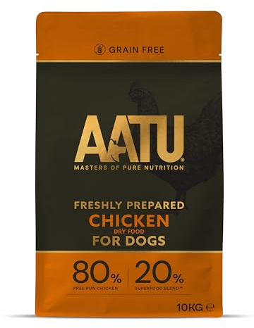 AATU Trockenfutter für Hunde, 80/20 Hundetrockenfutter mit Hühnerfleisch, Hundefutter Getreidefrei mit Hohem Proteingehalt, Natürliche Tiernahrung für Ausgewachsene Hunde Aller Rassen, 10 kg