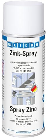 WEICON Spray Zinc 400 ml, peinture antirouille pour tous les métaux, protection contre la corrosion, couleur : galvanisation à chaud légèrement altérée