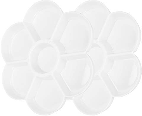 Plastpalett, 2st Rundfärgbricka Oljemålning Palett Plommon Form 7 Rutnät Förtjockad Plast Vit Färgblandning Färgpall för konstnärer, målare, studenter