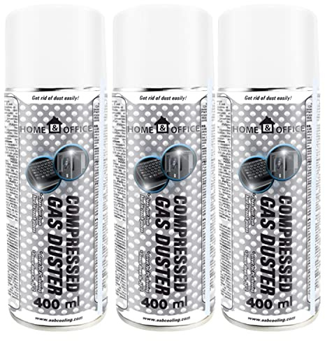 AABCOOLING 3 x Home&Office Compressed Gas Duster 400 ml - PC Dusterburk för rengöring av dator, tangentbord och annan kontorsutrustning, renare, tryckluftsburk, luftfläkt, tangentbordsspray K1