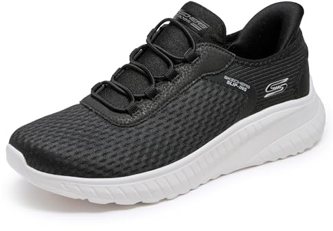 Skechers Women's Bobs Squad Chaos in Color Slip-in Trainers, Black Mesh Trim, 5.5 UK