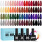 TOMICCA 40PCS UV Nagellack Set, 36 Farben Rot Braun Schwarz Blau Herbst & Winter Farben Gel Nagellack & 4PCS Base Top Coat Set mit Blooming Gel & Rund Nagel Display, für Nagelstudio & DIY Home