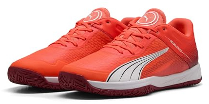 PUMA Unisex Accelerate TurboIndoor Court sko, Glödande röd Puma vit mörk karmosinröd Puma svart, 36 EU
