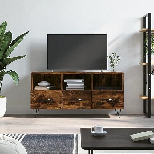 ShGaxin TV-bänk teknisk trä rökt ek 102 x 36 x 50 cm, TV-bänk för vardagsrum, TV-bord, TV-skåp, TV-skåp, TV-skåp, vardagsrumsmoduler, modernt vardagsrumsmöbel - 829033