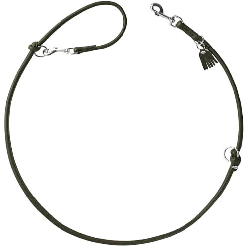 HUNTER Verstellbare Hundeführleine Round & Soft MÜNCHEN, Farbe: grün, Leder, rundgenäht, 3-Fach verstellbar, extra weich, luxuriös, ökologisch hergestellt, nachhaltig, Made in Germany, Größe: 10/200
