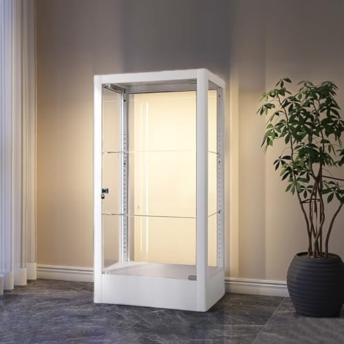 BRCYKRWY Vitrinenschrank Glasvitrine Stehend Vitrinenschrank Küchenschrank Vitrine Aus Glas Display Cabinet Für Wohnzimmer Ausstellungsvitrine Aus Hartglas Vitrine Für Sammlung Sammlerstücke Bücher We