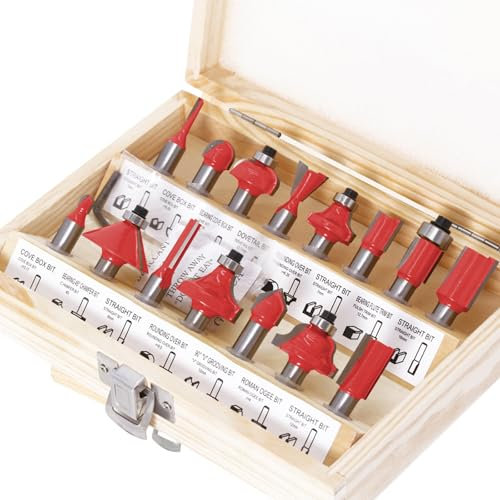 Coffret de 15 Fraises Defonceuse 6mm en Carbure de Tungstène Professionnelles Pour le Travail du Bois - Boîte Incluse