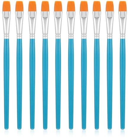 Pinsel 10 Stück Kinder, Breite Flache Pinselset, Kleine Künstlerpinsel, Kleinepinsel, Flache Nylon Acrylfarben Pinsel Für Details Und Kunstmalerei, Acryl, Gouache Und Tempera Malerei(Blau)