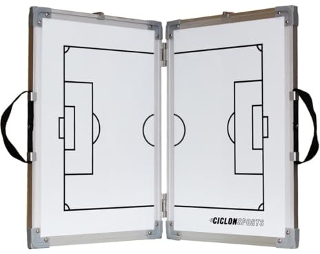 Ciclon Sports Tablero de tácticas plegable de fútbol | Tablero de entrenador magnético plegable de fútbol | Tamaño desplegado 60 x 90 cm | Con bolsa de transporte, imanes y accesorios