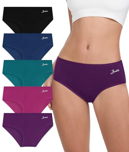 Bobelle Cotton Underwear Women, Ladies Knickers Solf Panties Comfortable Full Coverage Pants Breathable Stretchy 5 Pack (Multicolor03, Size 14)