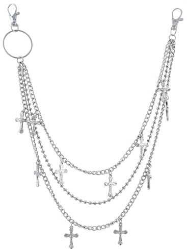 Layered Pants Chain keychain for Women Men Punk Wallet Chains Hiphop Jeans Keychain Halloween Jewelry (A-pants chain)